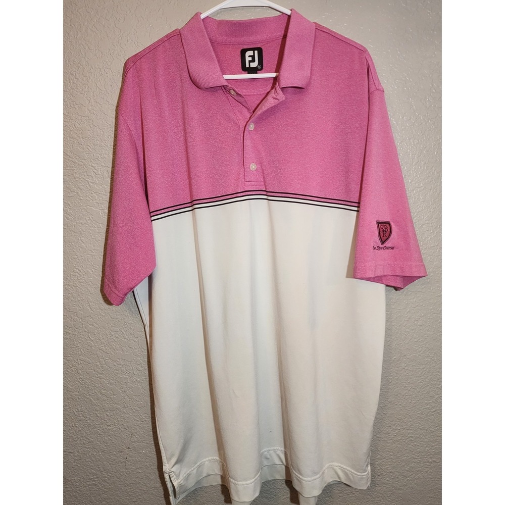 Footjoy FJ Men's Golf Shirt Size XL Performance Short Sleeve‎ Pink/White